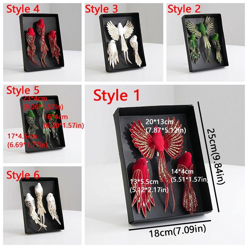 Sequin Long-Tail Glitter Christmas Bird Clip Ornament Artificial Spread-Wing Bird Wedding Festive