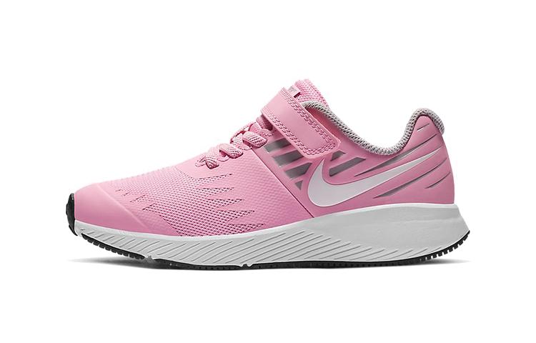 Nike Застежка-липучка Низкие Детские Беговые Кроссовки Розово-Белые Дети Возраст 3 7 Лет 921442-602