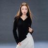 Sancai Women's Plus Size V-Neck Long Sleeve Knit Sweater