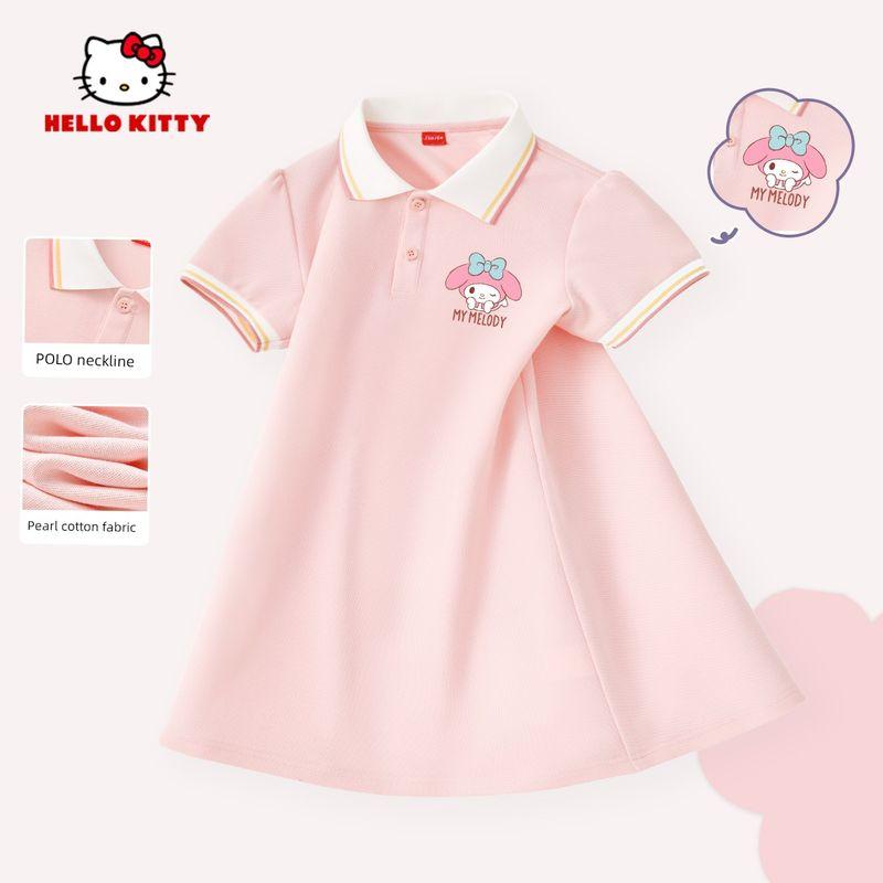 Hellokitty Girls' Dress 2025 New Style Elegant Girl Princess Dress Children's Summer Polo Dress