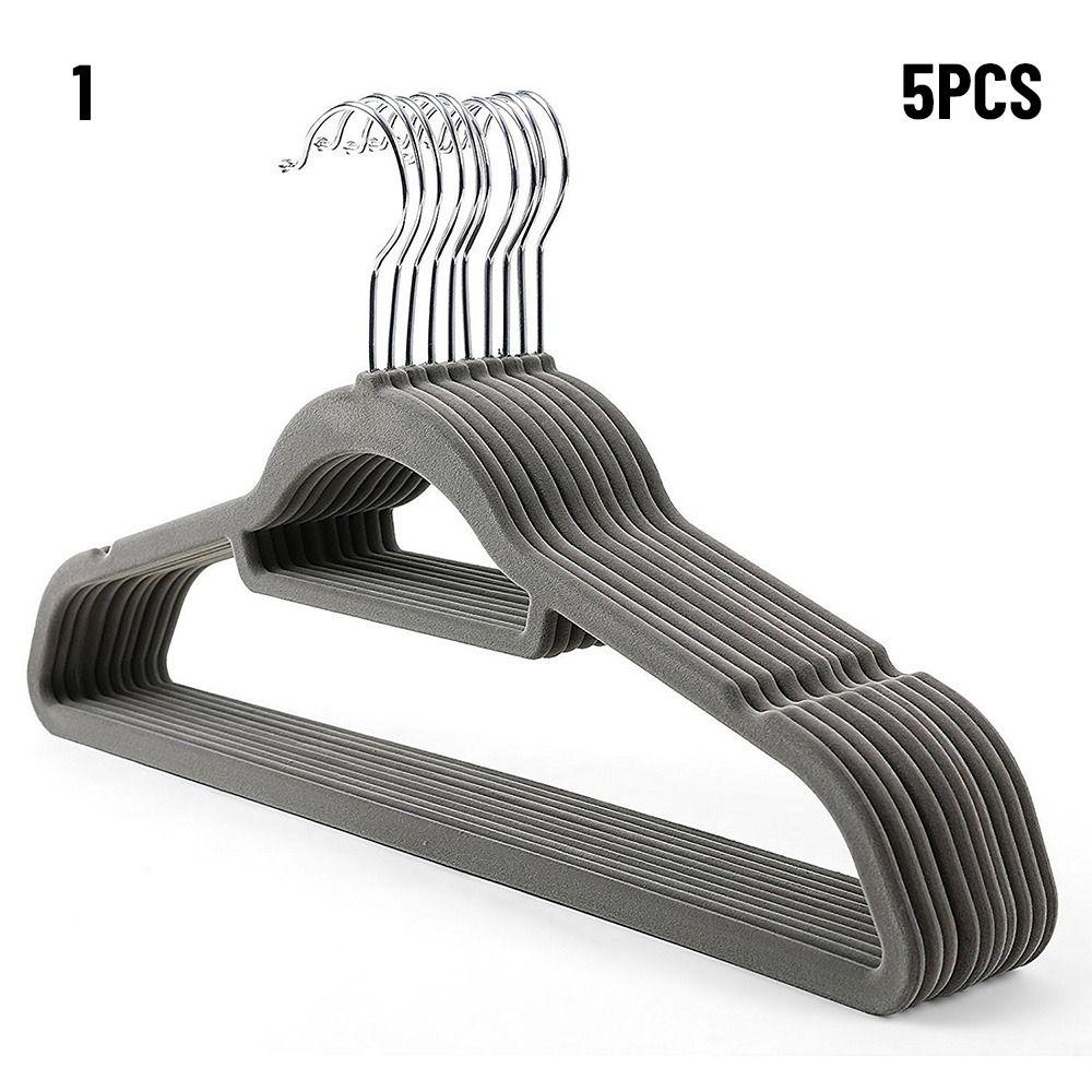 5PCS Black Dress Rack Non-slip Flocked Clothes Hangers Adult Hanger Coat Holder Velvet Hangers