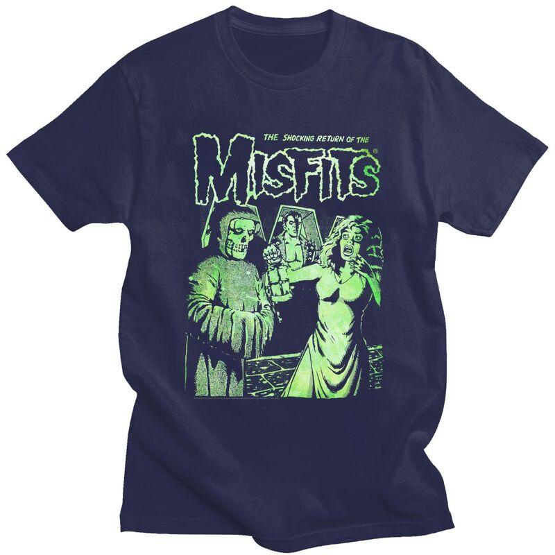 Custom Horror Punk Rock Misfits Skull Tshirts for Men Short Sleeve Leisure T Shirt Tshirt 100 Cotton Tee Gift
