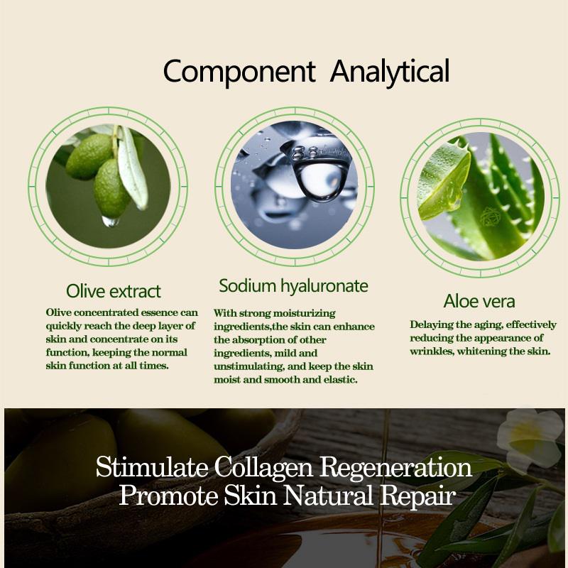 Оливковая увлажняющая питательная жидкая сыворотка для лица с гиалуроновой кислотой, антивозрастная эссенция для лечения прыщей