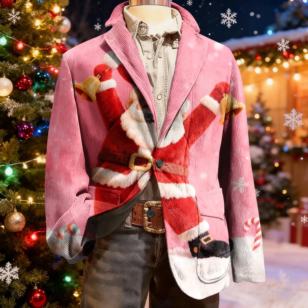 Мужской уродливый рождественский вельветовый теплый карманный пиджак-кардиган, мужской повседневный костюм