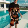 Мужские комплекты футболок Рэпер Anuel AA 3D-печать Модный спортивный костюм Футболки Шорты 2 предмета Мужская уличная одежда Оверсайз костюмы Спортивная одежда