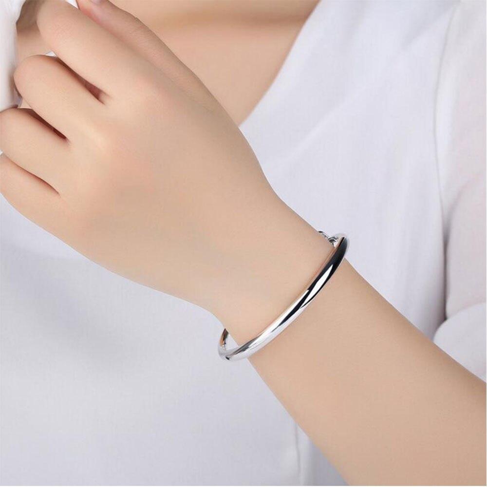 925 Sterling Silver Bangles Simple Adjustable Bracelets & Bangles For Women S-B55