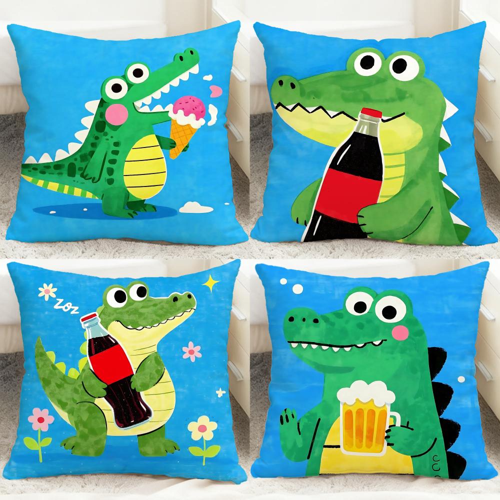 Animal cute crocodile Cushion Cover Comfortable Reversible Pillow Cover Ideal for Car Sofa Bedroom Beyond
