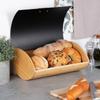 Wooden and metal bread bin, black, 35.5x24.5x15.5 cm