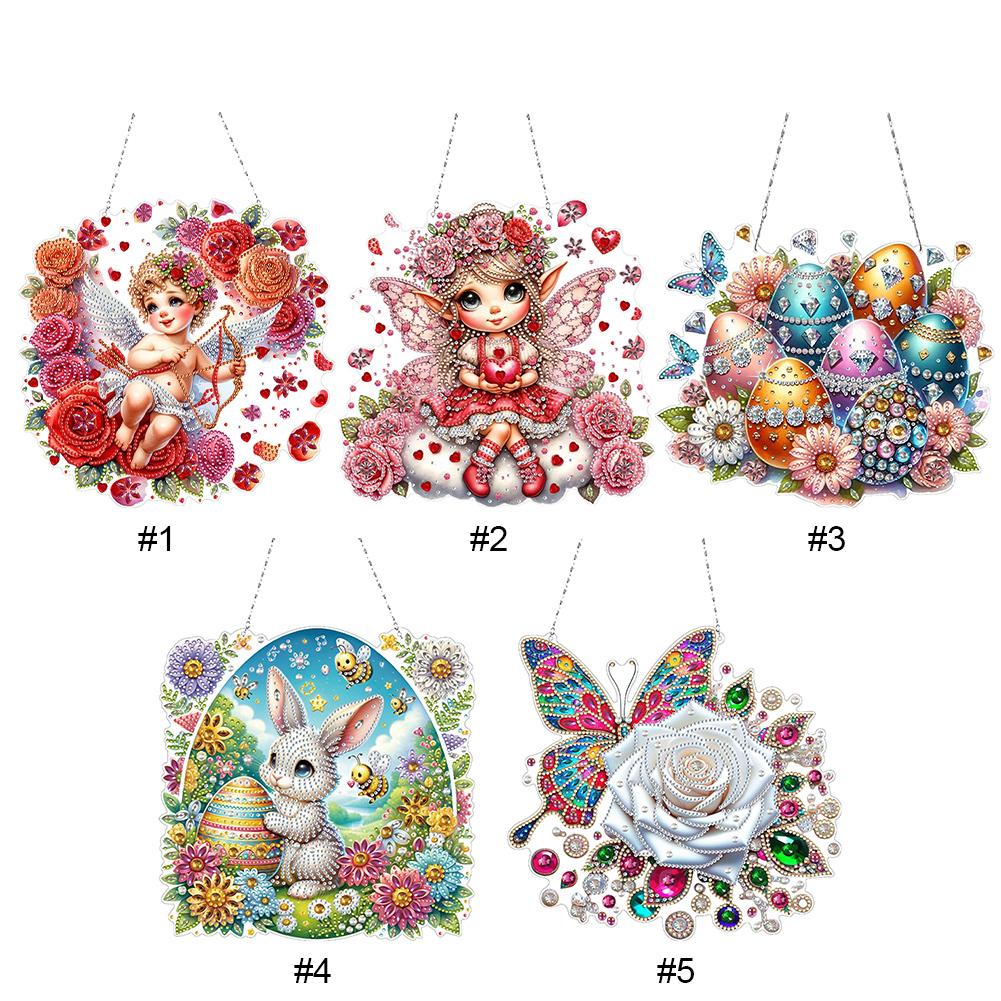 Acrylic 2D Flat DIY Special Shape Hanging Diamond Art Kits Rhinestone Diamond Art Window Pendants DIY Home Decor Hanging Charm