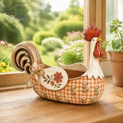 Кухонный декор в пасторальном стиле, Винтажный держатель для кухонных принадлежностей с петухом в стиле фермерского дома, Кантри-органайзер для кулинарных инструментов, Деревенский цветочный горшок для ложек, Курица-держатель на стол