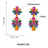 Crystal Flowers Dangle Geometric Earrings For Women Pendientes Bride Wedding Party Vintage Jewelry
