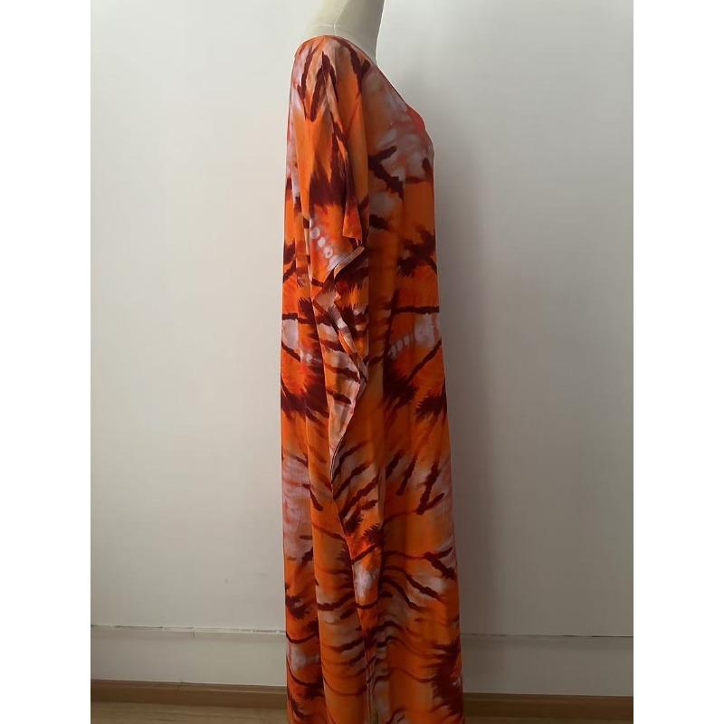 Плюс Размер Женщин Новый Принт Пляжный Свободный Праздничный Платье Бикини Накидка