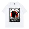 Catzilla Funny Cat Attack Graphic T Shirts Harajuku Japanese Unisexga Short Sleeve Tshirts Unisex Unisex Casual Fashion Loose Tshirt