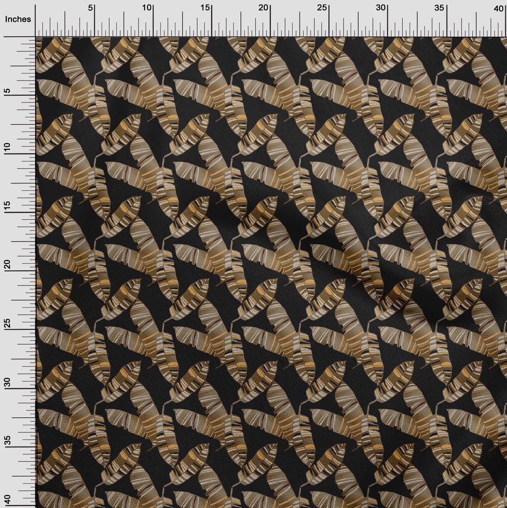 oneOone Georgette Viscose Brown Fabric Leaves Sewing Material Print Fabric By The Yard 42 Inch