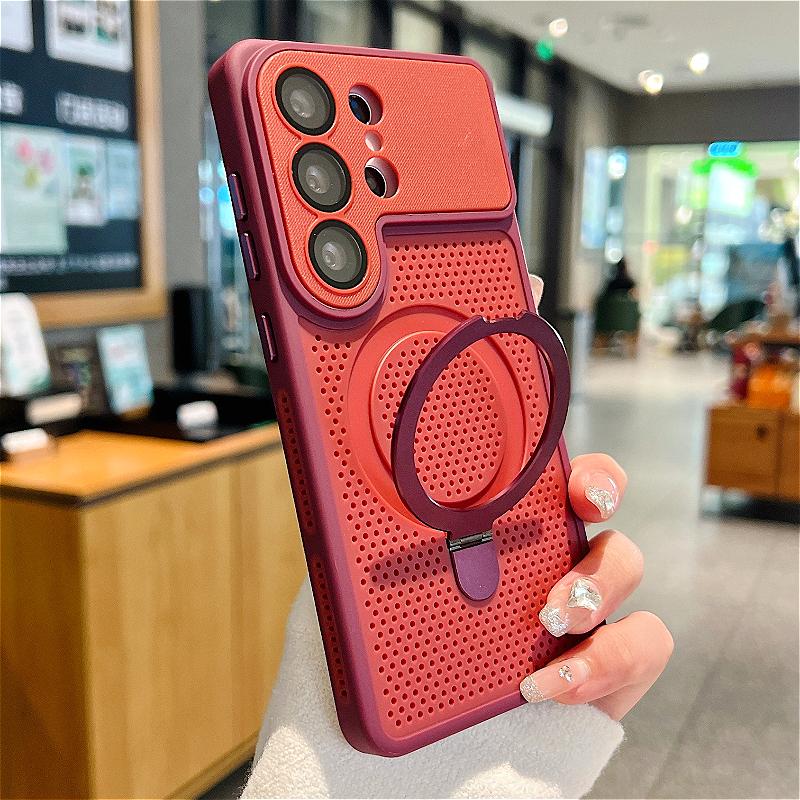 Для чехла Samsung Galaxy S26 S25 S24 Ultra Чехол Роскошный Магнитный Держатель с Отводом Тепла Ударопрочная Защита Чехол для Телефона