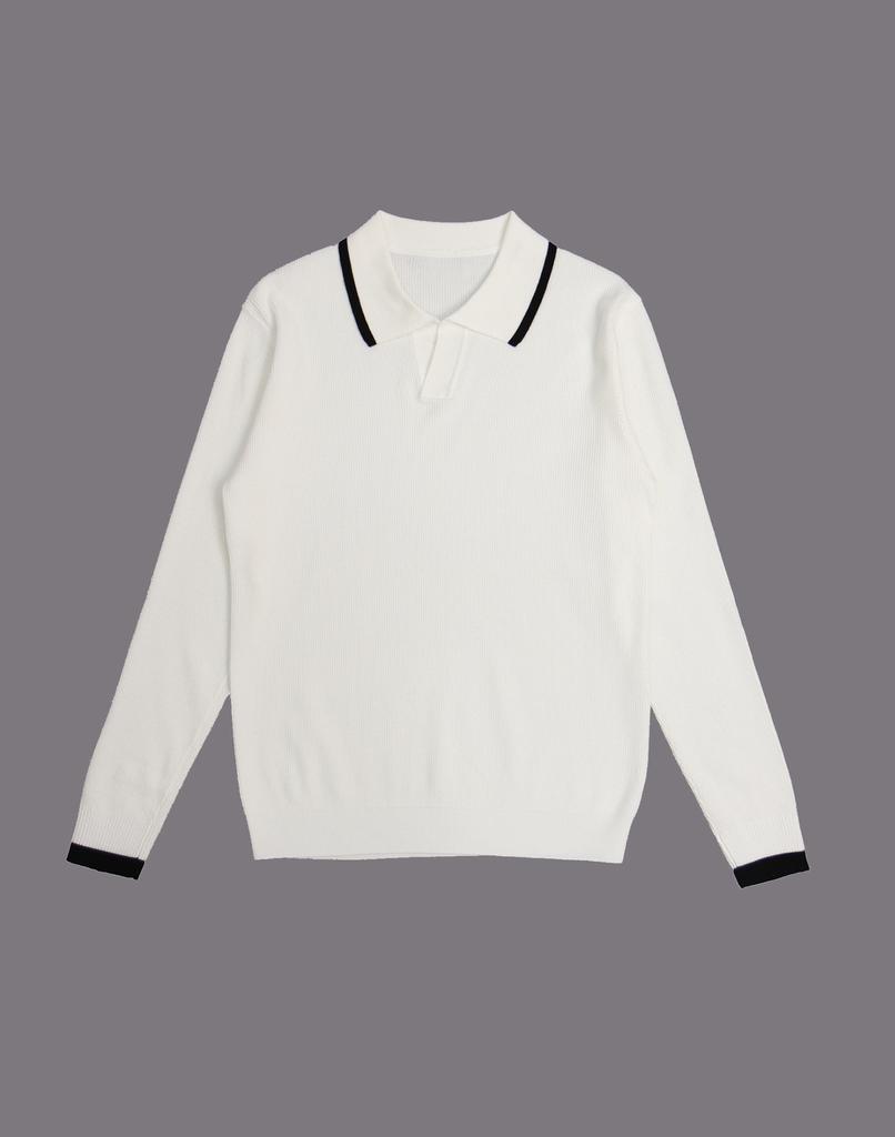 IKALOOK Ribbed Long Sleeve Knit T-Shirt Ac1Smnt111