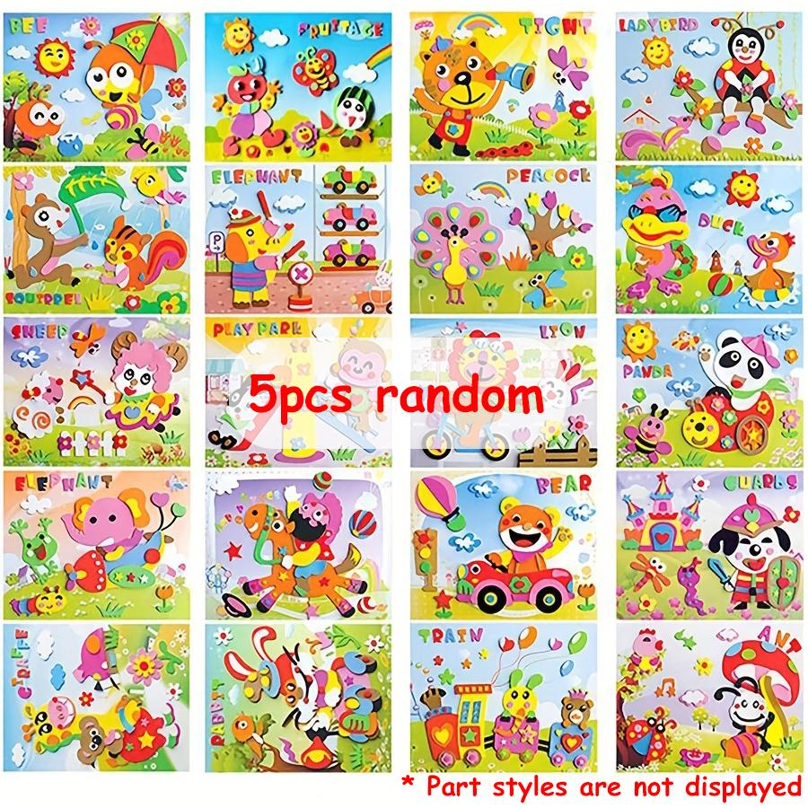 5/10pcs Cartoon DIY EVA Foam Paste 3D Stickers Creative Handmade Picture Filling Sitckers Artistic Paper Pasting Painting Cards