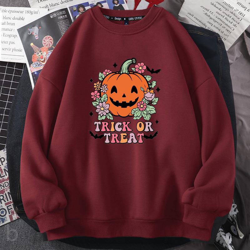 Women's 2025 Fashion Pumpkin Print Round Neck Sweatshirt