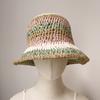 New Bucket Caps Handwoven bucket hat Female elegant striped basin hat Travel straw hat