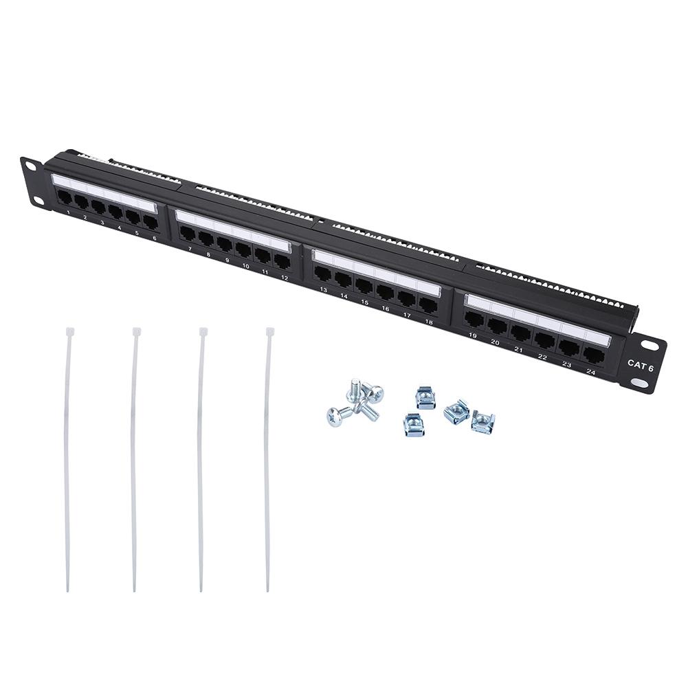 24-портовый монтируемый патч-панель для данных Высокоскоростной CAT6 CAT 6 Стойка для сетевых кабелей