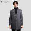 Men's Spring Notched Lapel Wool Blend Mid-length Overcoat