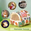 Hamster Nest Warm Cute Cartoon Pattern Guinea Pig House Comfortable Hamster Hideout for Small Animals