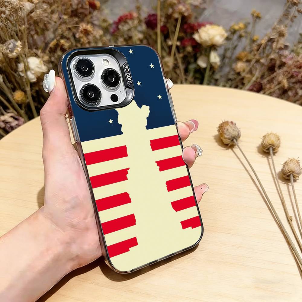 Чехол для телефона «Культура американского флага» для iPhone 17, 16, 15, 14, 13, 12, 11 Plus, Pro Max, XS, Цветной Серебристо-черный Чехол