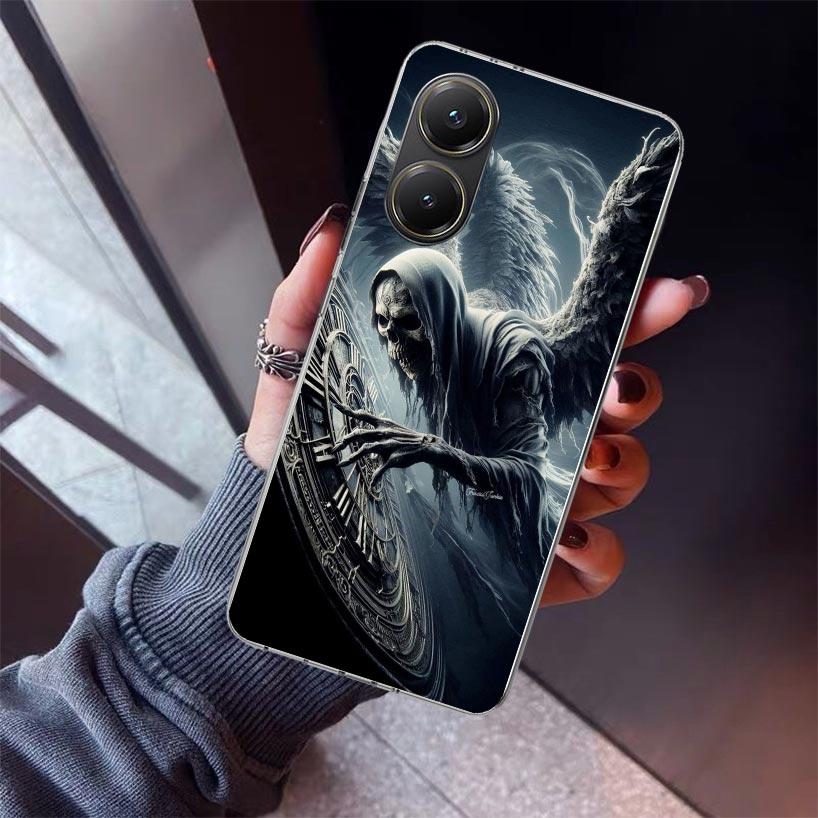Death Grim Reaper Skull Scythe Phone Case For Xiaomi Poco X5 X6 X7 Pro F7 Ultra M7 Redmi 15C 15 13C 13 12C 12 10 10C 10A 9 9C 9T