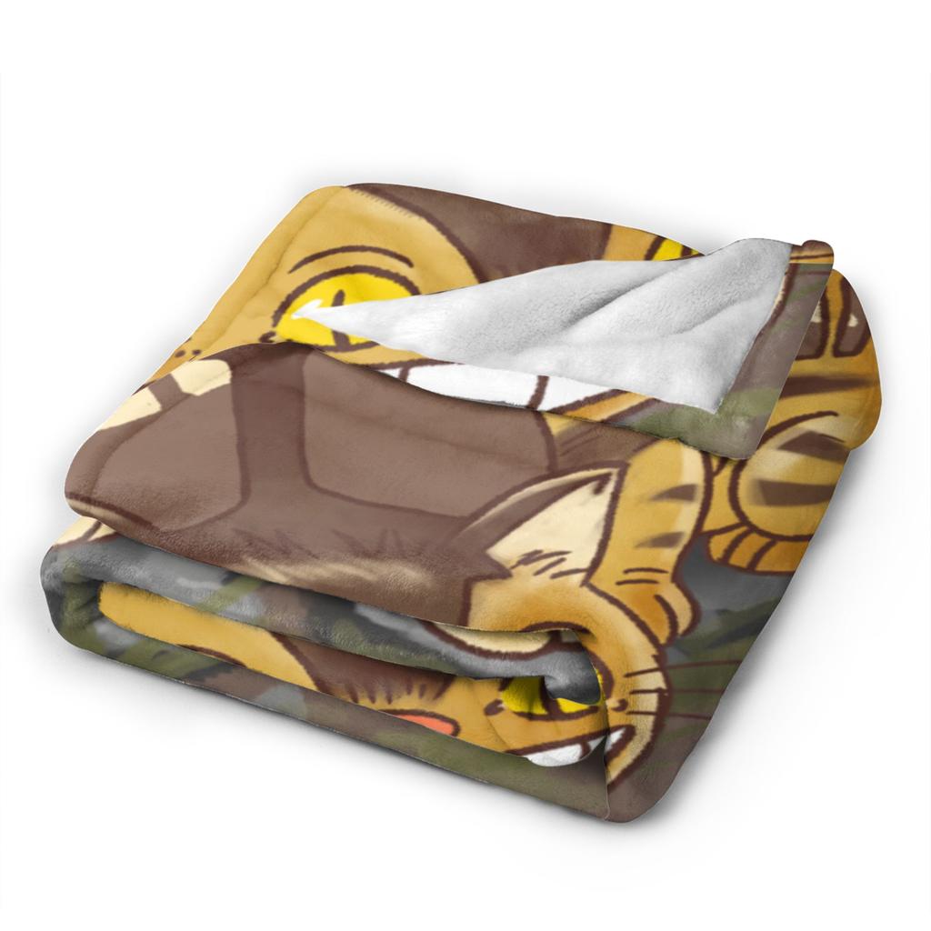 Традиционные вязаные одеяла Некобус Японские Т-Тоторо Кот-автобус Флисовый плед Постельные принадлежности Диван Портативные Мягкие Теплые Покрывала