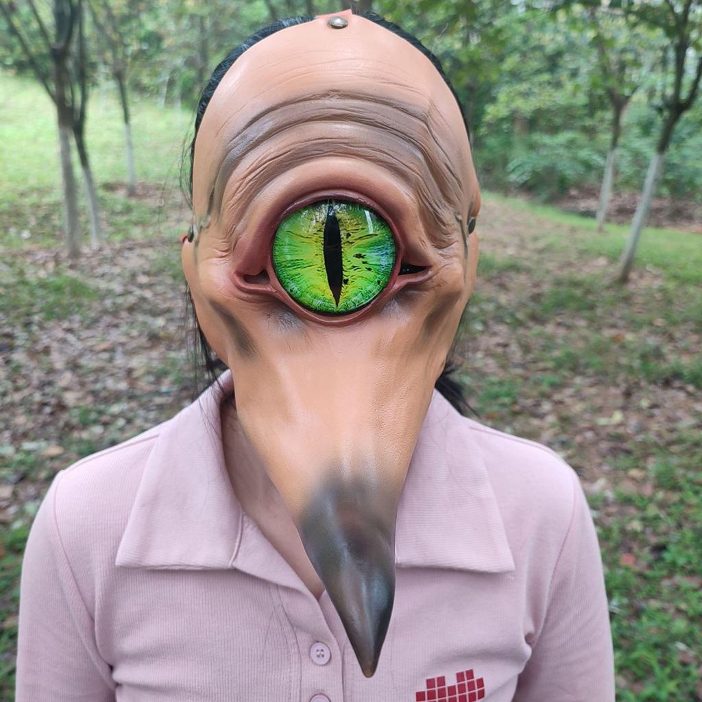One-eyed monster, long-beaked bird half-face mask