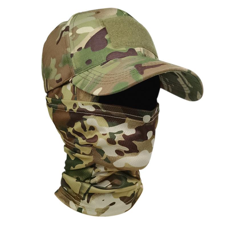 Outdoor Tactical Camouflage Baseball Cap Set Full Face Balaclava Hat Breathable Windproof Four Seasons Sports Fishing Hiking