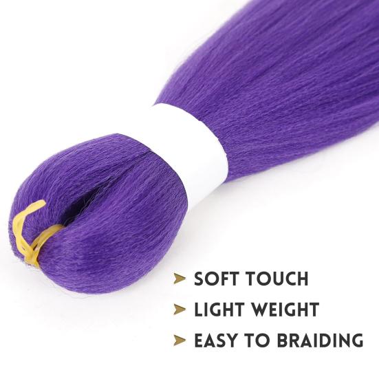 1/2/3 Sets 26-Inch Long Purple Hair Extension with Comb Bun Maker Hairdressing Tools Party Pre Stretched Straight Synthetic Hair Extension