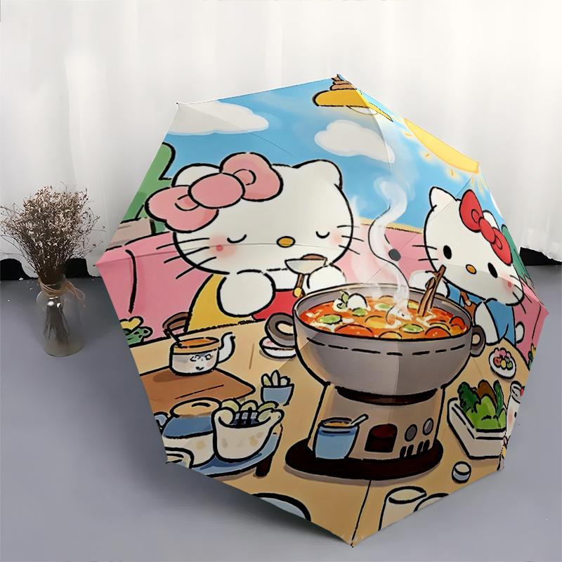 1pc Hello Kitty Automatic Opening/Closing Umbrella with Foldable Design and Iron Frame - Perfect Gift for Fans, Travelers, and Daily Use.A103