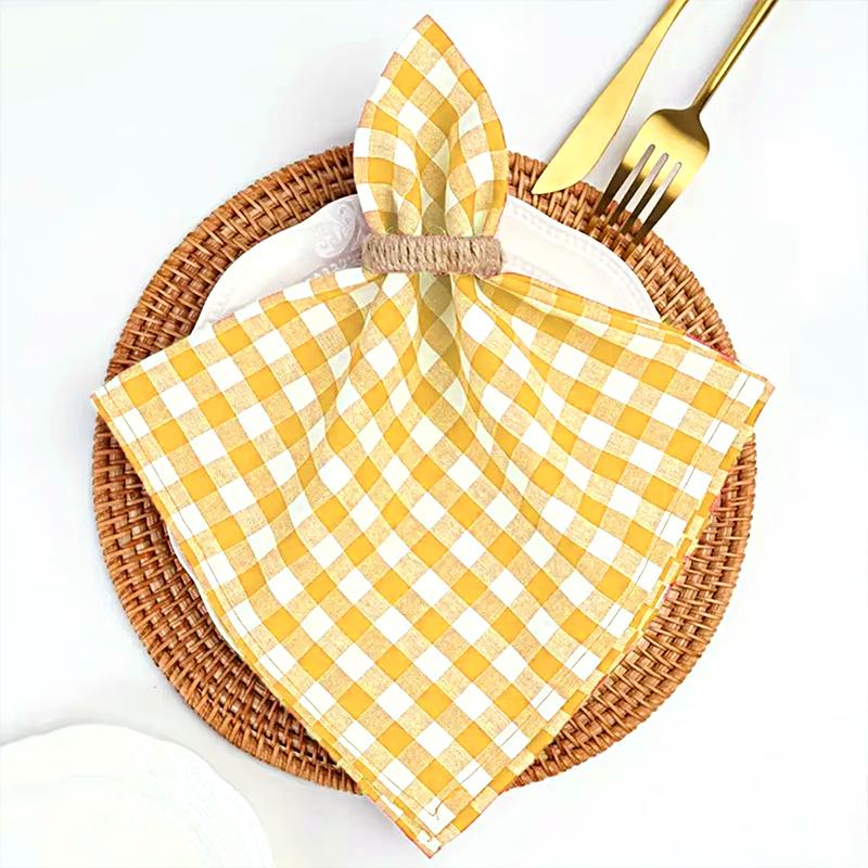 1PC Cotton Plaid Placemat Kitchen Decor Checkered Tablemats Ins Grid Series Meal Mat Photography Props 38x28cm