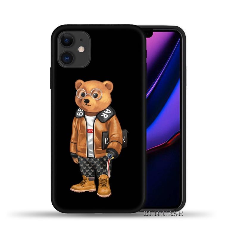 Милый медведь модный брендовый защитный чехол для iPhone 11 12 13 Pro XS Max XR X 6 6S 7 8 Plus 5S SE 2020 12Mini мягкий силиконовый чехол