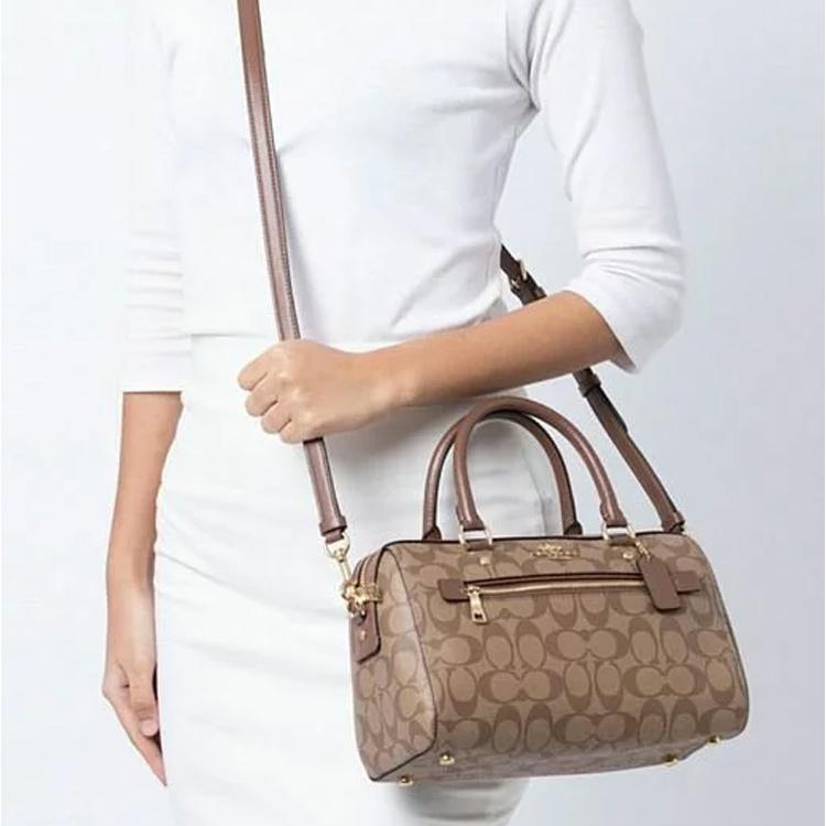 Coach Rowan 27 Printed PVC Boston Bag Women handbags Khaki 83607-IME74