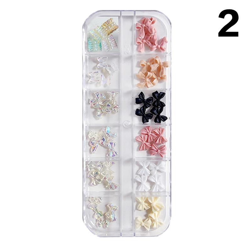 Butterfly Pearl Charms Resin Bowknot Manicure Decorations Nail Art Supplies 12 Grids Aurora Mini 3D Nail Art Kit