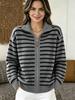 Women S Loose Fit Striped Knit Cardigan Sweater Top