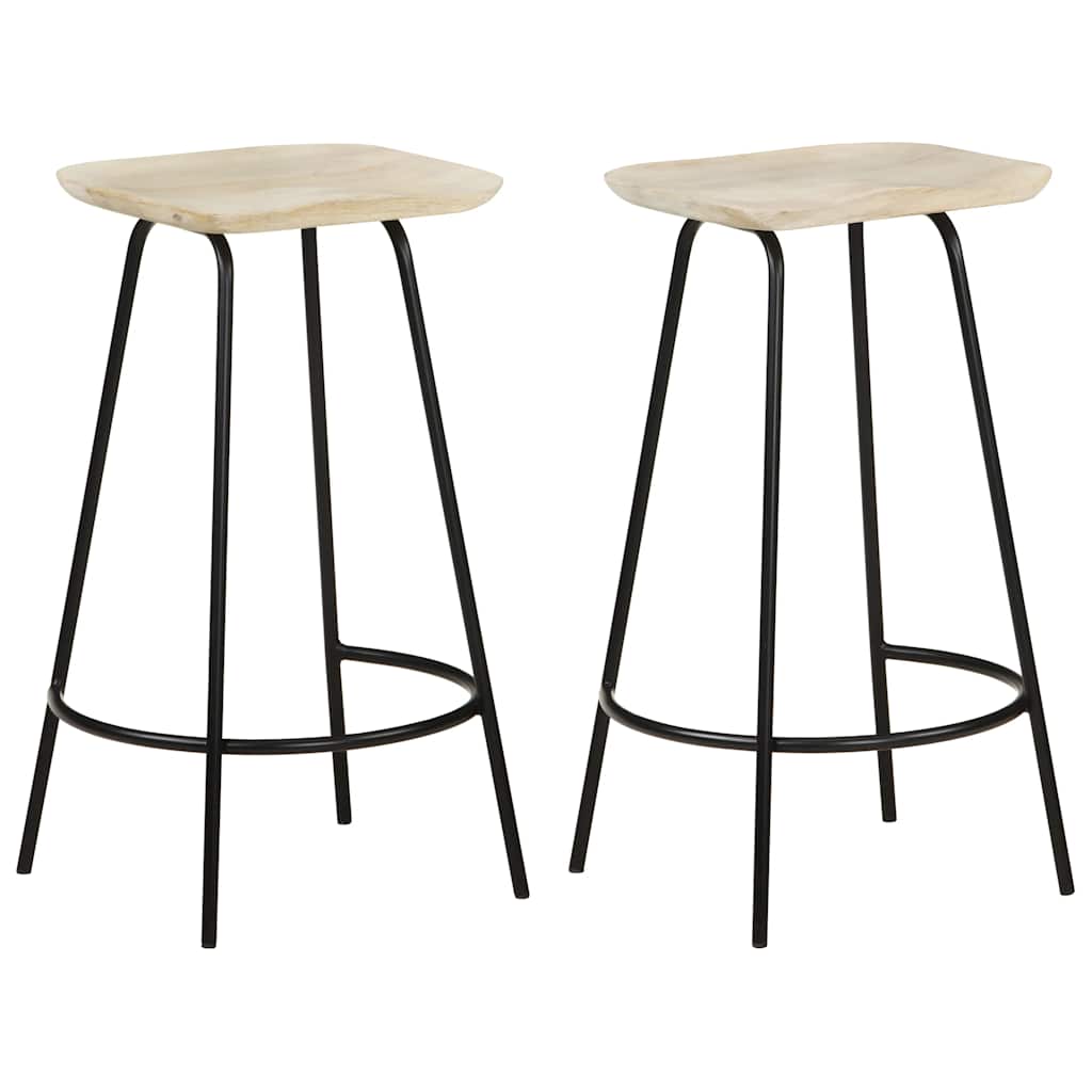 Bar Stool Set of 2 Solid Mango Wood