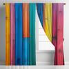 Vibrant Rainbow Wood Plank Curtains Set of 2 Rod Pocket Light Filtering Drapes – Boho Chic for Kitchen, Cafe, Living Room