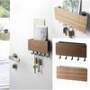 Wall Hanging Bamboo Key No Punching Hanger Multifunctional Wooden Holder Wall Organizer Rectangle Key Rack Hooks Coat Hook Home Decoration Coat Hanger