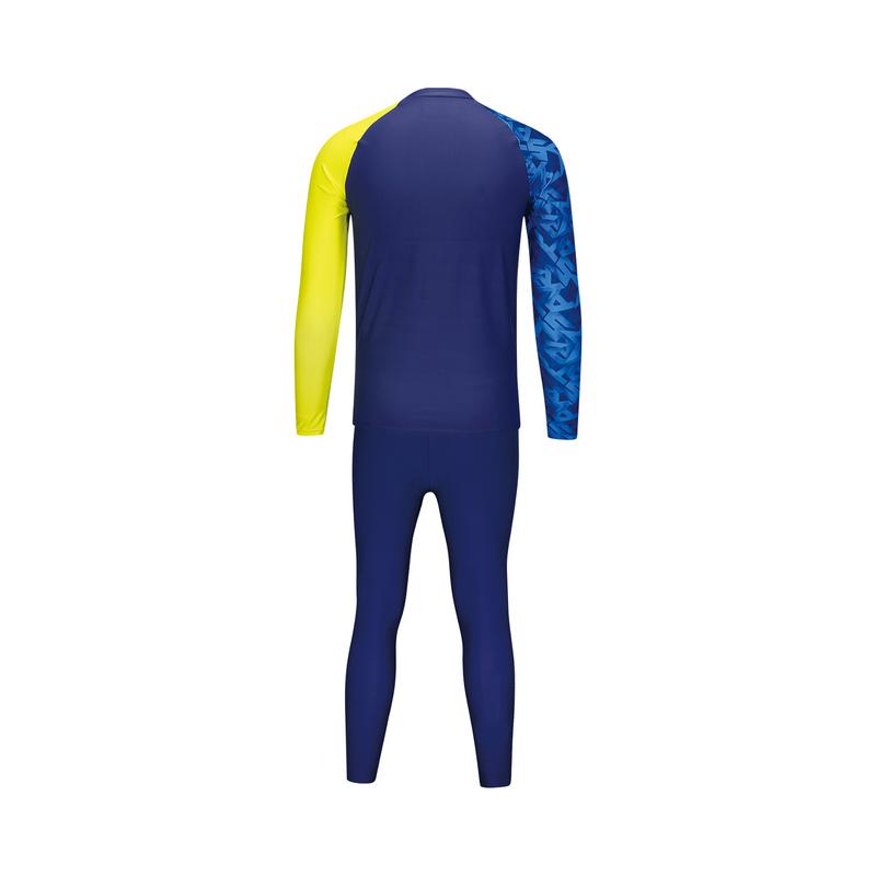 Мужская футболка для серфинга Li Ning Swimming Series с цветным принтом в виде букв и круглым вырезом, с длинными рукавами, матросского цвета ASLT101-2