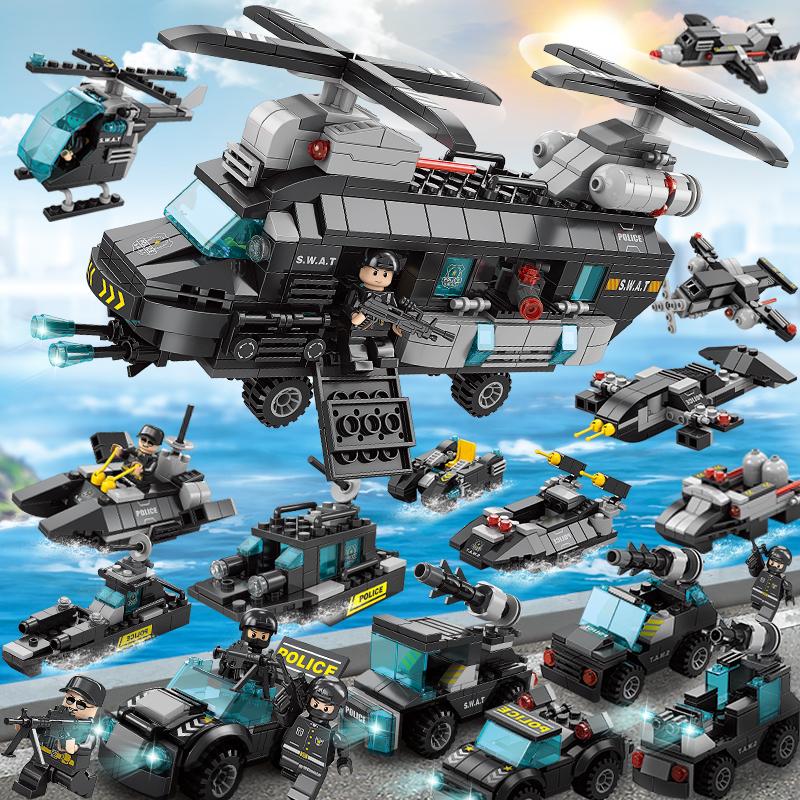 LELE Строительные блоки 700 шт. SWAT Block Toy Детские развивающие полицейские игрушки для мальчиков Кирпичи