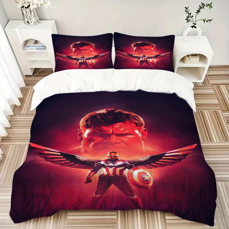 Captain America Falcon'S Rise Print 3Pcs Bedding Setduvet Cover With 2 Bedropillowcase Home Birthday Gift