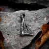 Punk Vikings Axe Gold Color Necklace Stainless Steel Thor's Hammer Triangle Pendant Norse Rune Vegvisir Amulet Male Jewelry Gift