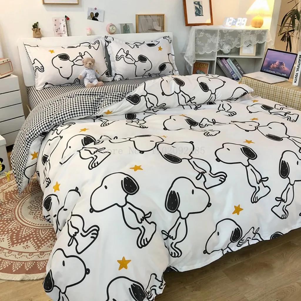 Kayou Kawaii Snoopy Dog Bedding Set Quilt Duvet Cover Living Room Soft Comforter Cover Sets Bedding Children Kids Boys Gifts