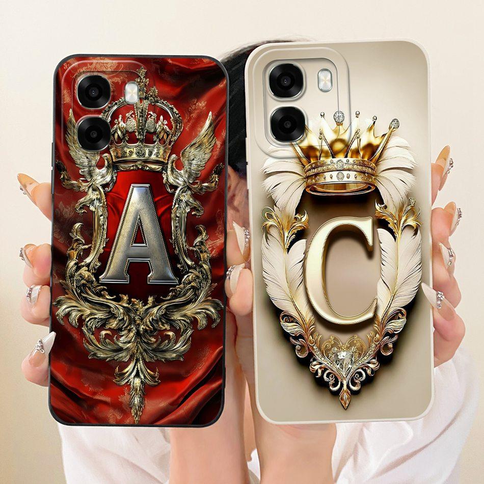 For OPPO A6X A6 A6T Pro 4G 5G 2026 Feather Crown Initial Letter Phone Case For Oppo A6 A6x A6t Pro Soft Silicone Covers Bumpers