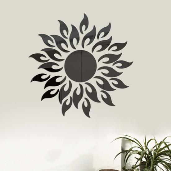 Practical Mirror Wall Decor Ornamental No Residue Acrylic Bedroom Sunflower 3D Background Wallpaper