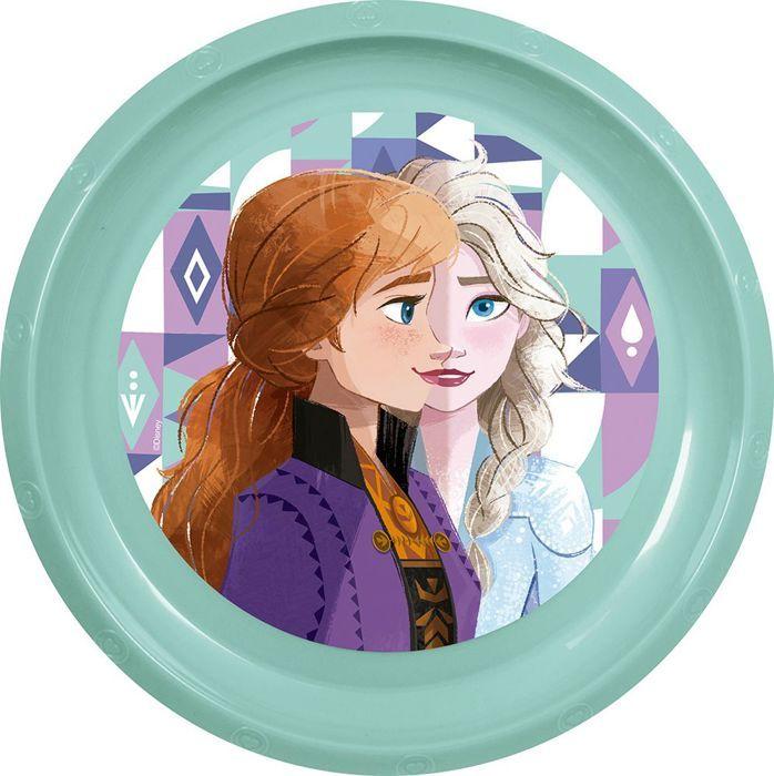 Tataway Assiette à dîner en plastique bleu Disney La Reine des Neiges pour enfants, résistante aux chocs et réutilisable
