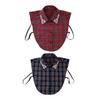 Women Plaid Fake Collar Red Blue Christmas Plaid Collar with Rhinestones Detachable False Collar for Sweater Sweatshirt Hoodie